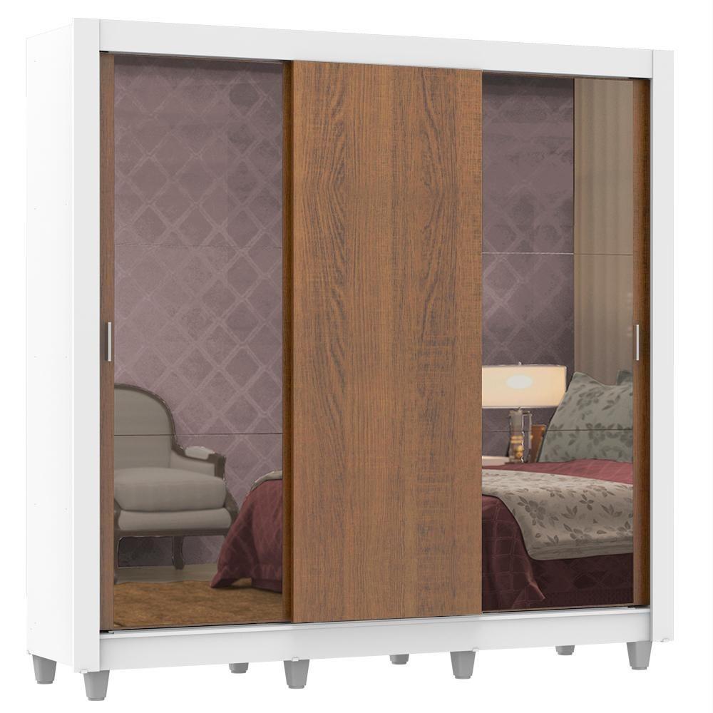 Guarda-roupa Casal Madesa 3 Portas de Correr Branco/rustic - 2