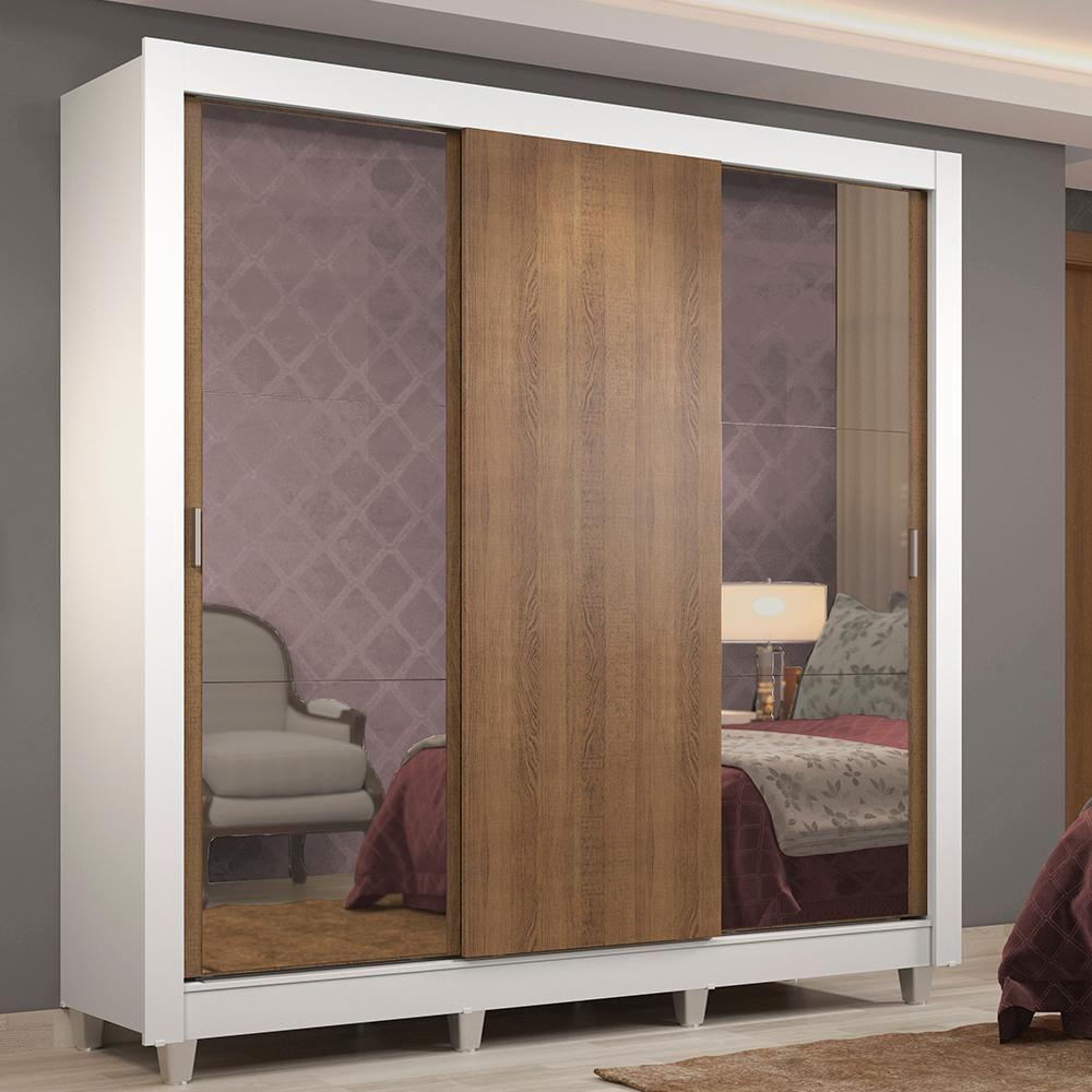 Guarda-roupa Casal Madesa 3 Portas de Correr Branco/rustic - 6