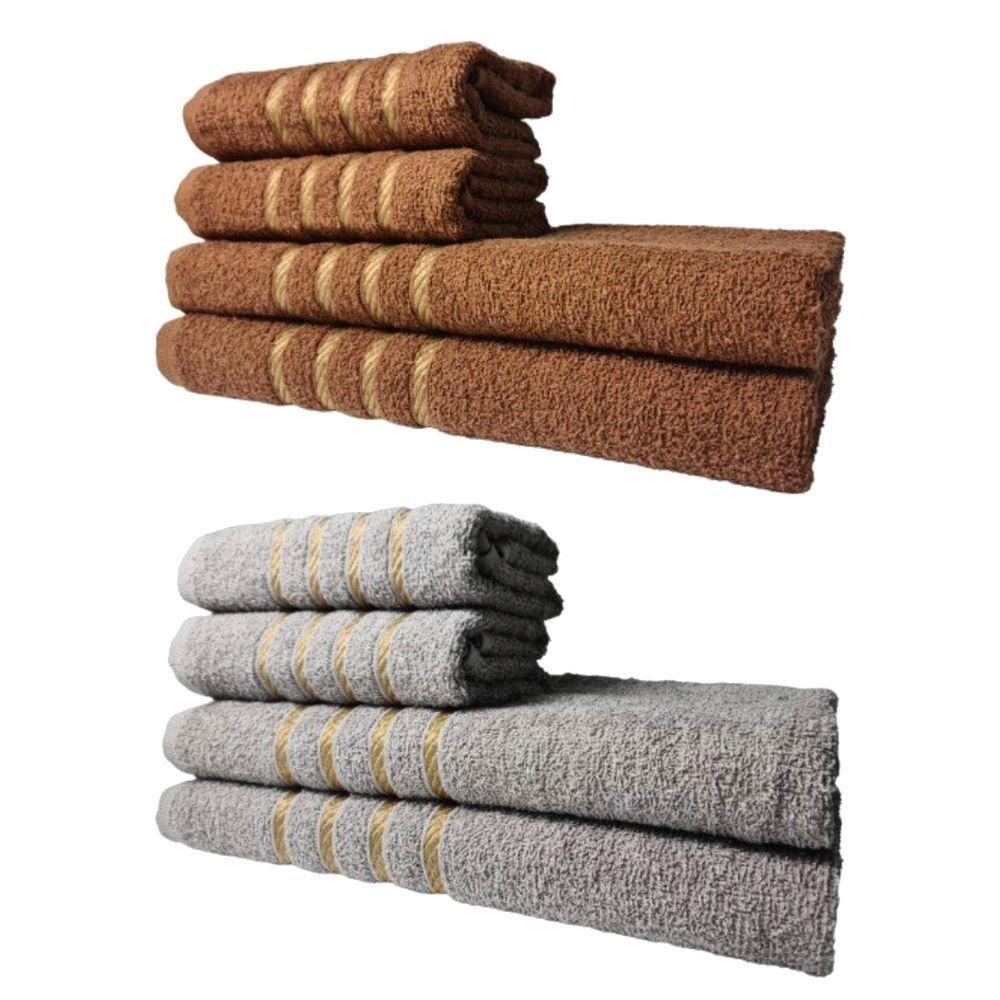 Kit 8 Toalhas Grossas E Grandes Montreal 4 Banhos 4 Rostos Marrom+cinza - 1
