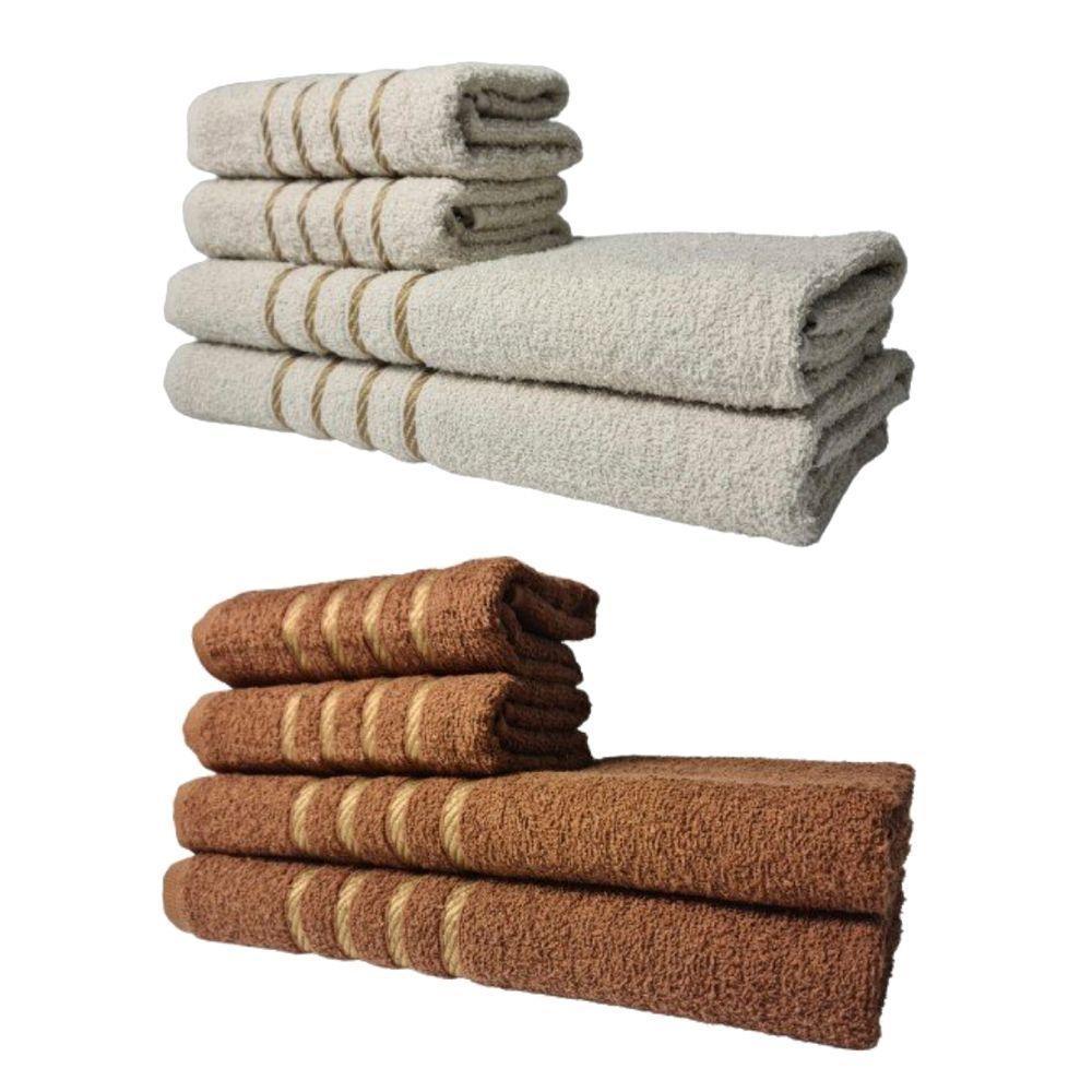 Kit 8 Toalhas Grossas E Grandes Montreal 4 Banhos 4 Rostos Bege+marrom - 1