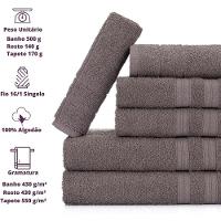 Jogo De Toalhas Gigante Itália Soft 2 Banhão + 2 Rosto + 2 Tapete Luxo 100% Algodão - Cinza