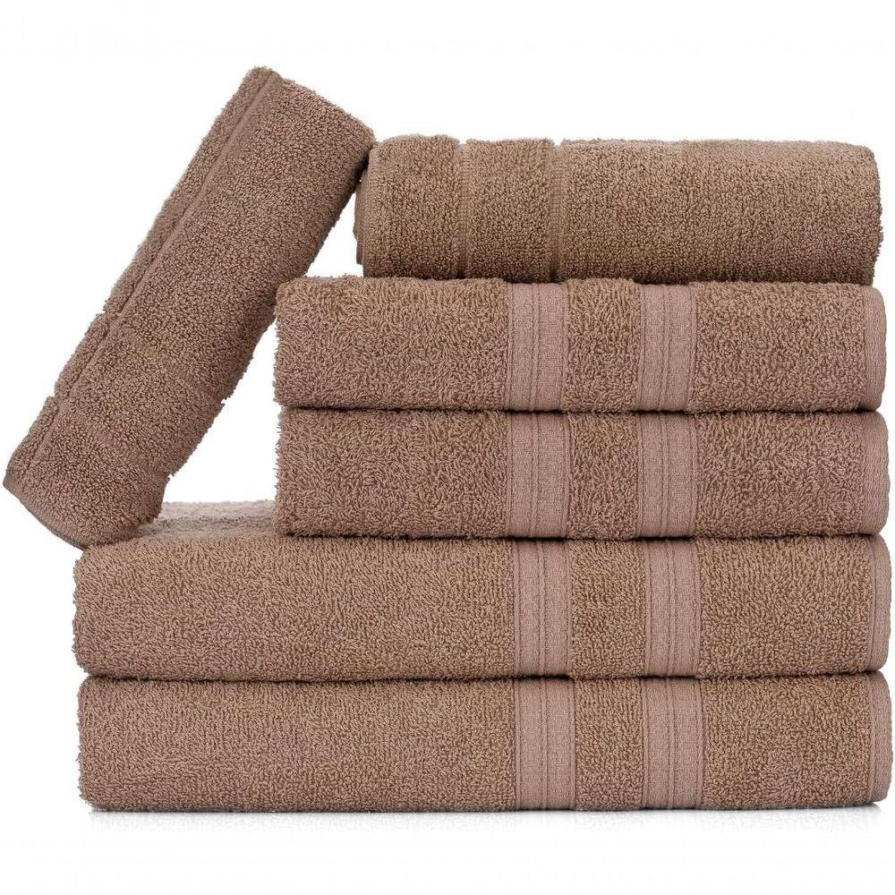 Jogo De Toalhas Gigante Itália Soft 2 Banhão + 2 Rosto + 2 Tapete Luxo 100% Algodão - Bege - 1