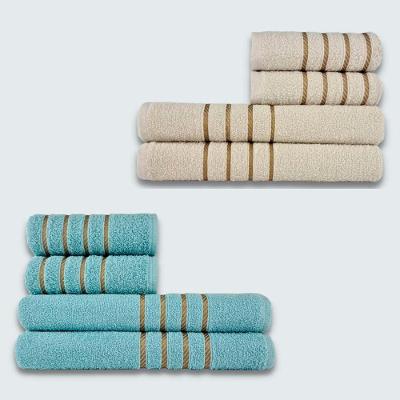 Jogo De Toalha 8 Peça Coleção Montreal 100% Algodão Bege+verde