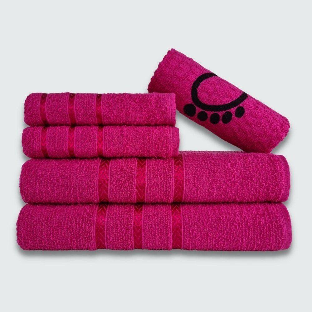 Jogo De Toalha Banho 5 Peças Verona 100% Algodão Rosa - 1