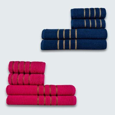 Jogo De Toalha 8 Peça Coleção Montreal 100% Algodão Azul+rosa