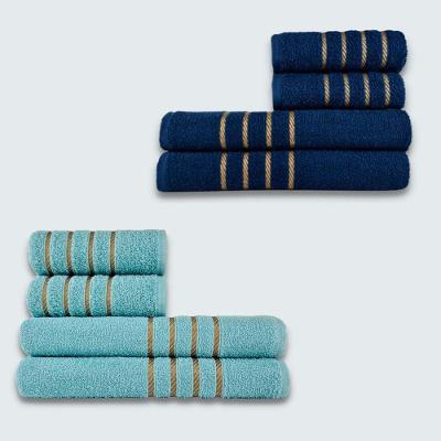 Jogo De Toalha 8 Peça Coleção Montreal 100% Algodão Azul+verde