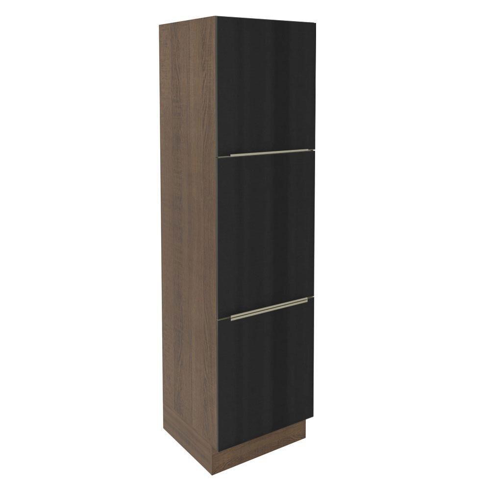 Paneleiro Madesa Lux 60 cm 3 Portas Rustic e Preto - 1