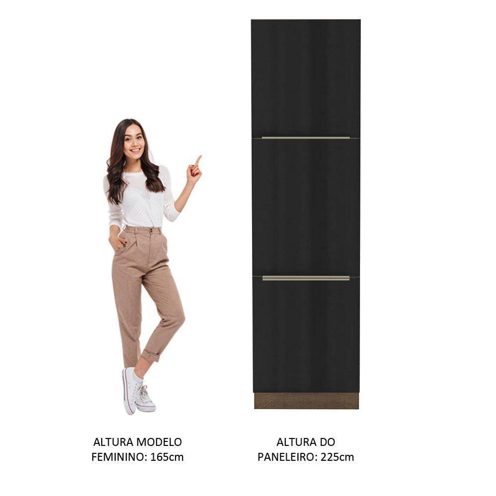 Paneleiro Madesa Lux 60 cm 3 Portas Rustic e Preto - 2