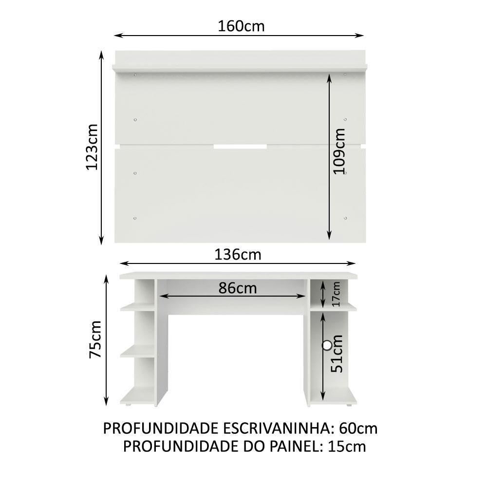 Mesa Para Computador Gamer e Painel Tv - Branco - 4