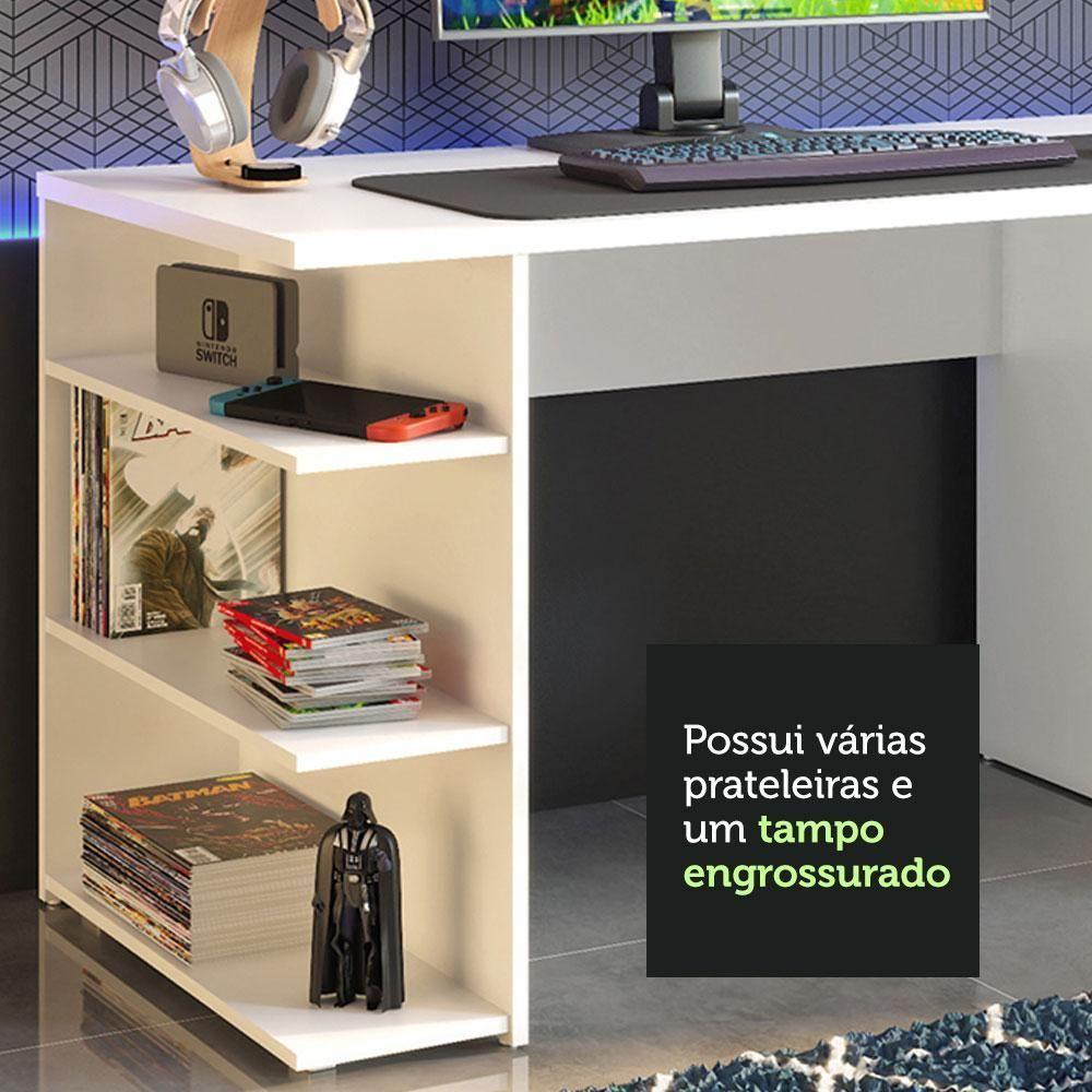 Mesa Para Computador Gamer e Painel Tv - Branco - 6
