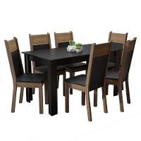 Conjunto Sala De Jantar Madesa Medelin Mesa Tampo De Madeira Com 6 Cadeiras Preto/rustic/sintpreto - 3