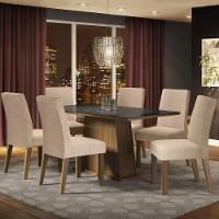 Conjunto Sala De Jantar Madesa Patricia Mesa Tampo De Vidro Com 6 Cadeiras Rustic Preto Imperial - 1