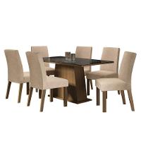 Conjunto Sala De Jantar Madesa Patricia Mesa Tampo De Vidro Com 6 Cadeiras Rustic Preto Imperial - 2