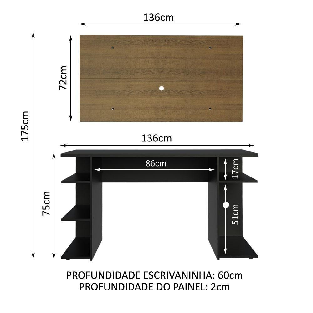Mesa Para Computador Gamer e Painel Para Tv Até 50 - Preto - 8