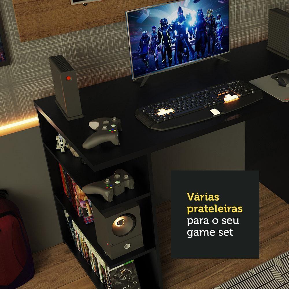 Mesa Para Computador Gamer e Painel Para Tv Até 50 - Preto - 10