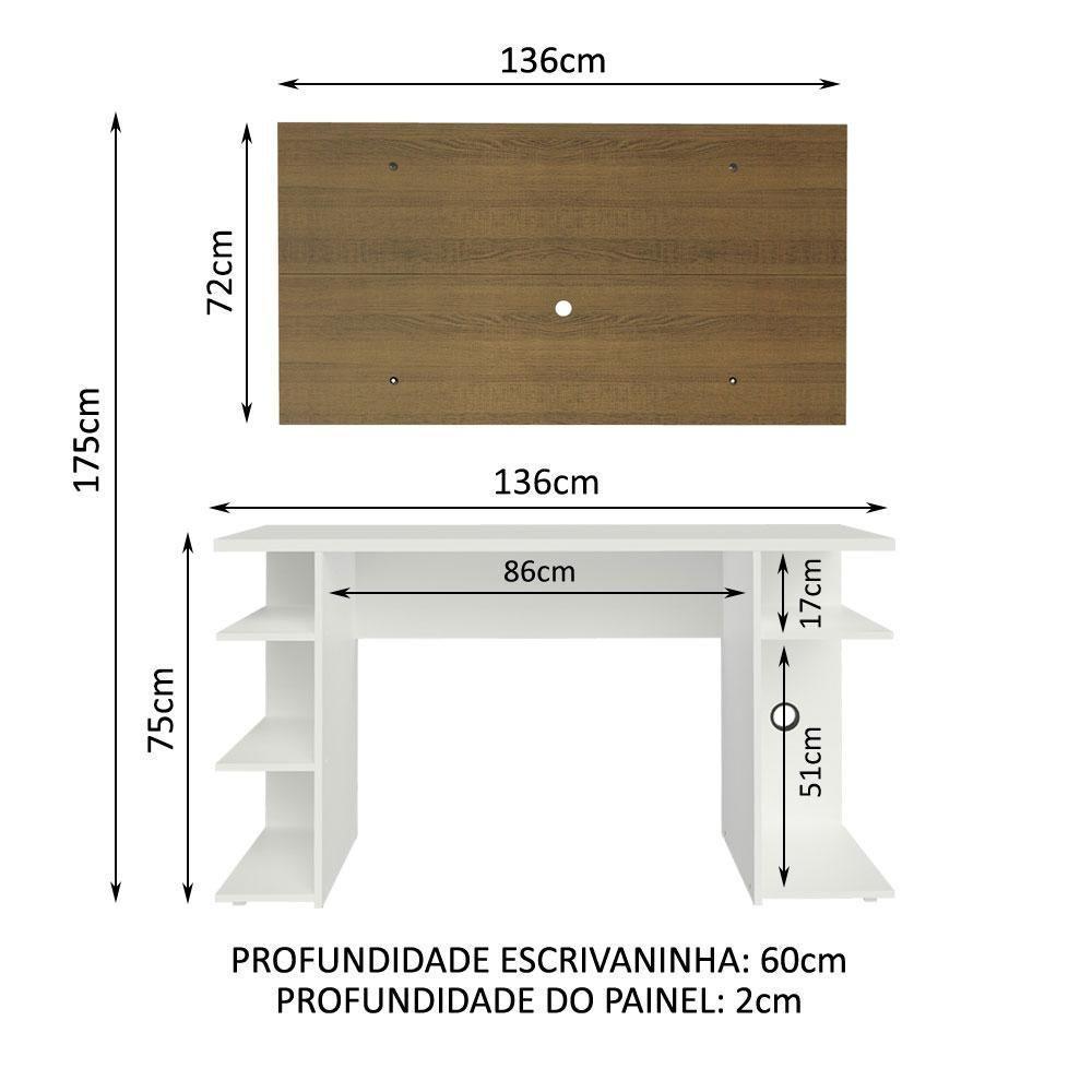 Mesa Para Computador Gamer e Painel Para Tv Até 50 - Branco - 10