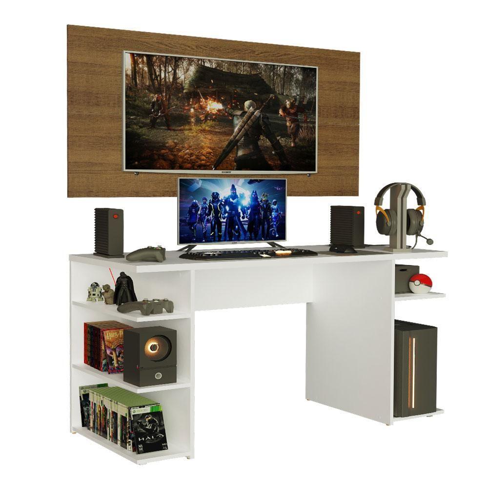 Mesa Para Computador Gamer e Painel Para Tv Até 50 - Branco - 5