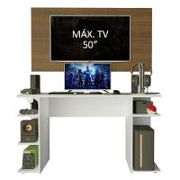 Mesa Para Computador Gamer e Painel Para Tv Até 50 - Branco - 9
