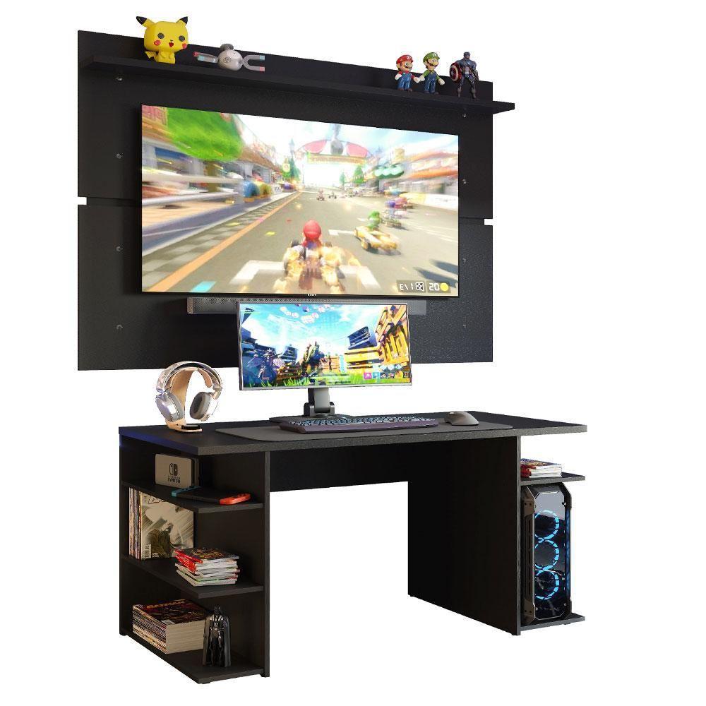 Mesa Para Computador Gamer e Painel Tv - Preto - 2