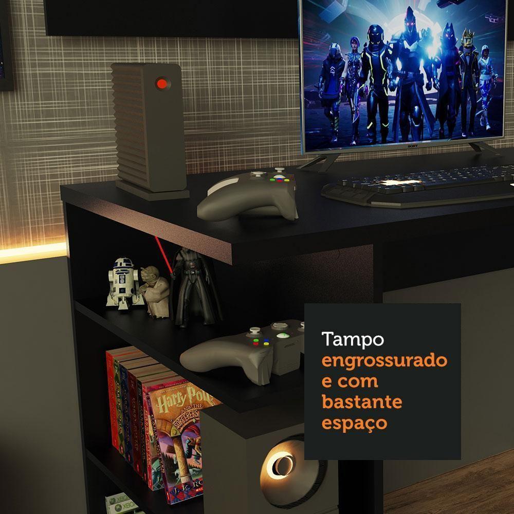 Mesa Para Computador Gamer e Painel Para Tv Até 50 - Preto - 8