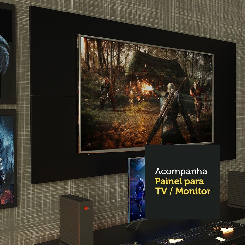Mesa Para Computador Gamer e Painel Para Tv Até 50 - Preto - 10