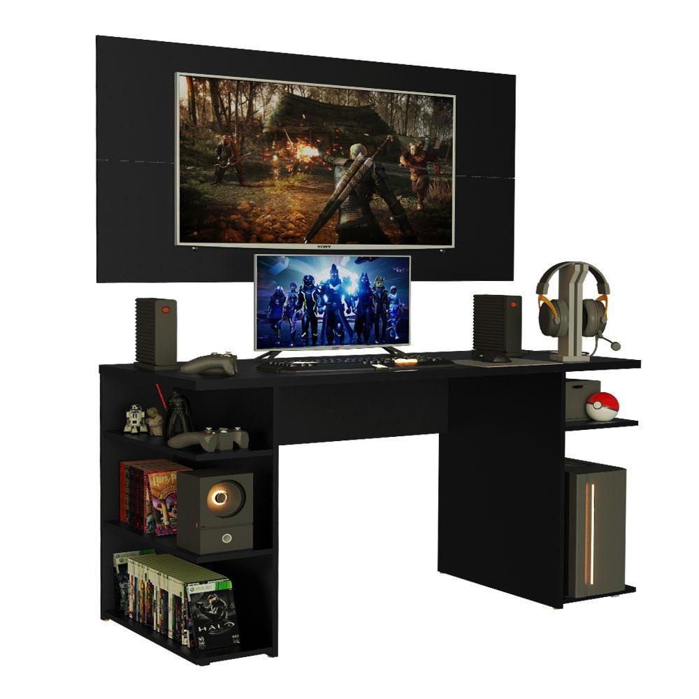 Mesa Para Computador Gamer e Painel Para Tv Até 50 - Preto - 2