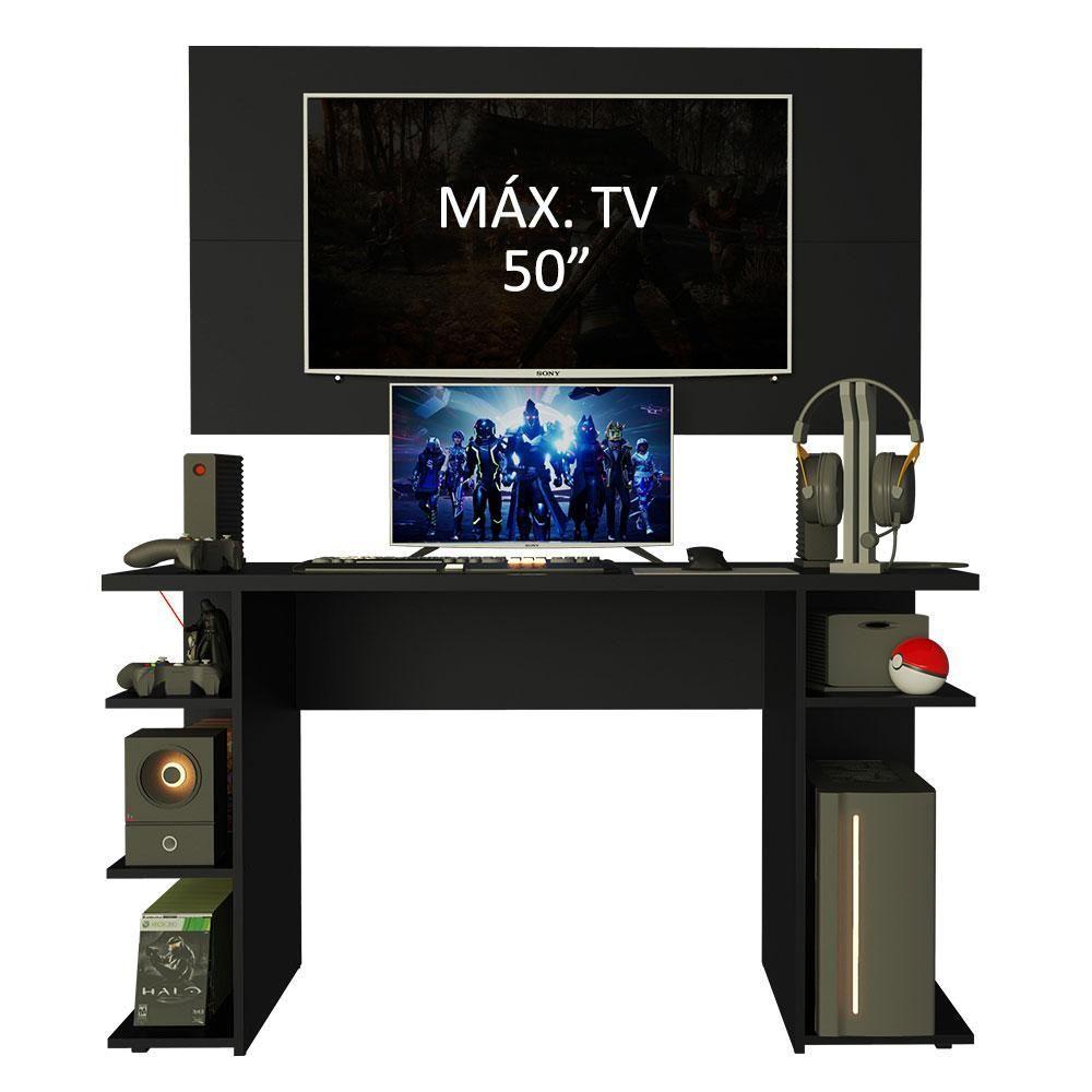 Mesa Para Computador Gamer e Painel Para Tv Até 50 - Preto - 4