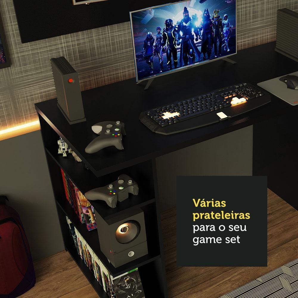 Mesa Para Computador Gamer e Painel Para Tv Até 50 - Preto - 6