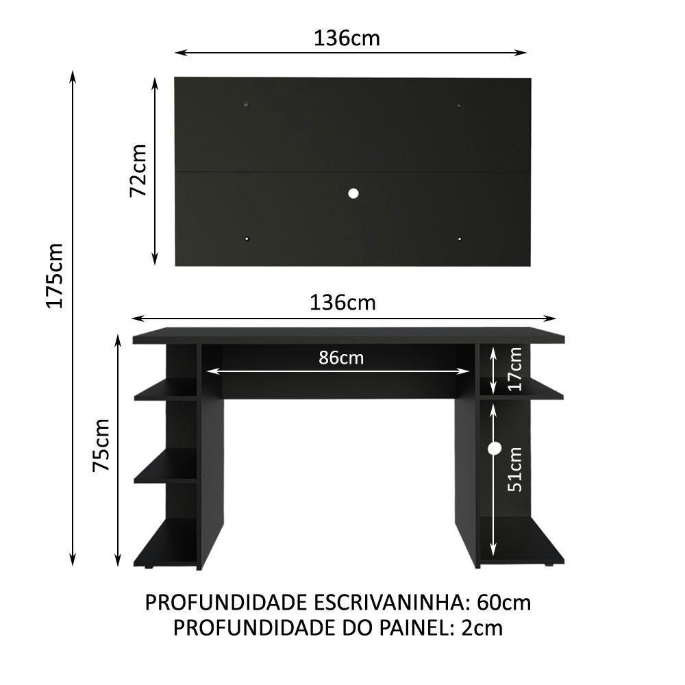 Mesa Para Computador Gamer e Painel Para Tv Até 50 - Preto - 7