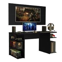 Mesa Para Computador Gamer e Painel Para Tv Até 50 - Preto - 2