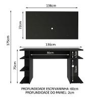 Mesa Para Computador Gamer e Painel Para Tv Até 50 - Preto - 7