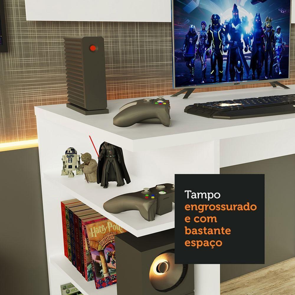 Mesa Para Computador Gamer e Painel Para Tv Até 50 - Branco - 7