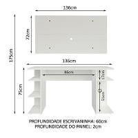 Mesa Para Computador Gamer e Painel Para Tv Até 50 - Branco - 6