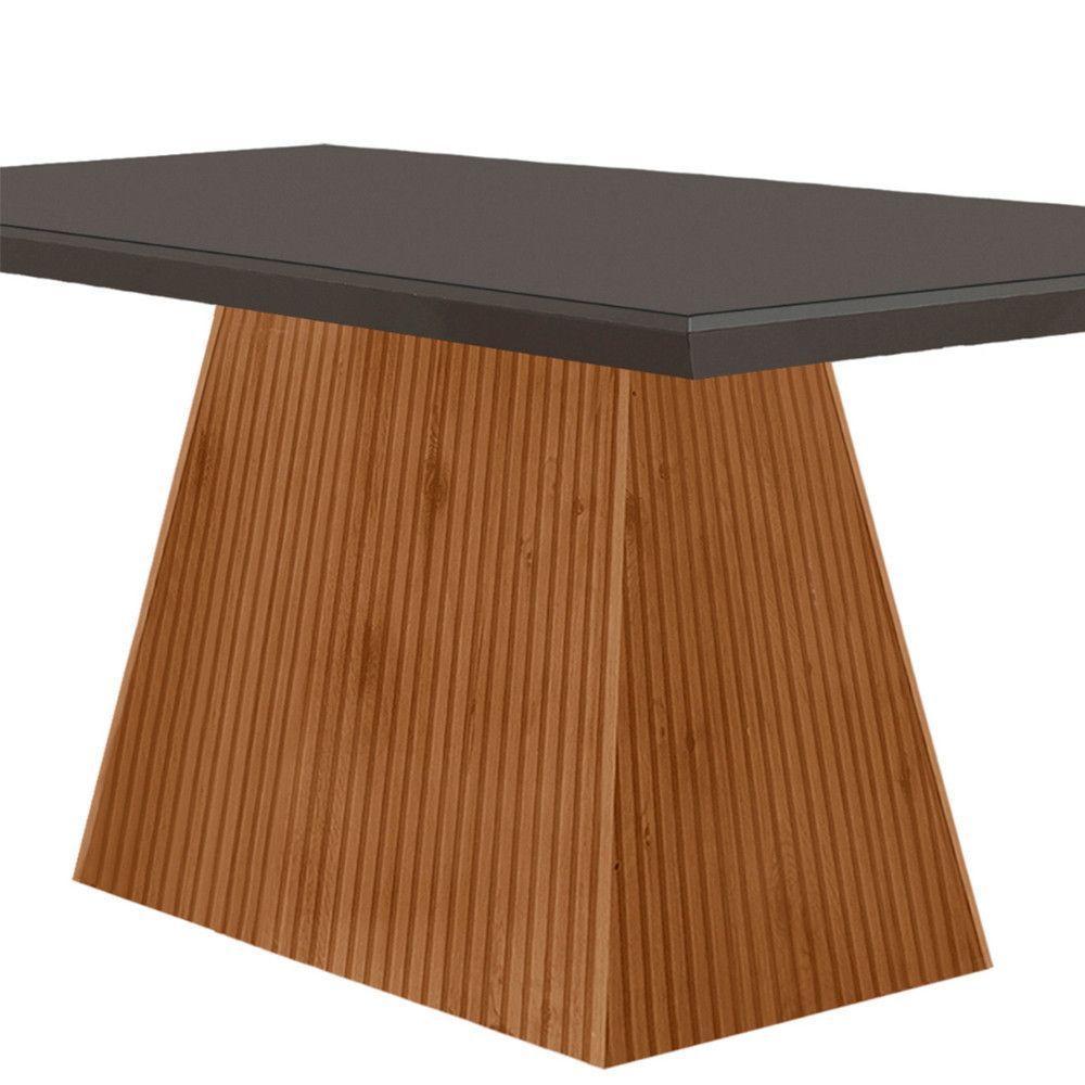 Mesa Para Sala De Jantar Aida 180cm Em Mdf E Vidro Grafite Imbuia Ripado Grafite - 2
