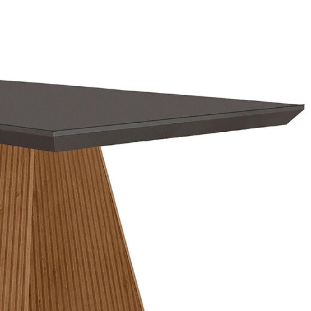 Mesa Para Sala De Jantar Aida 180cm Em Mdf E Vidro Grafite Imbuia Ripado Grafite - 6