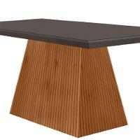 Mesa Para Sala De Jantar Aida 180cm Em Mdf E Vidro Grafite Imbuia Ripado Grafite - 2