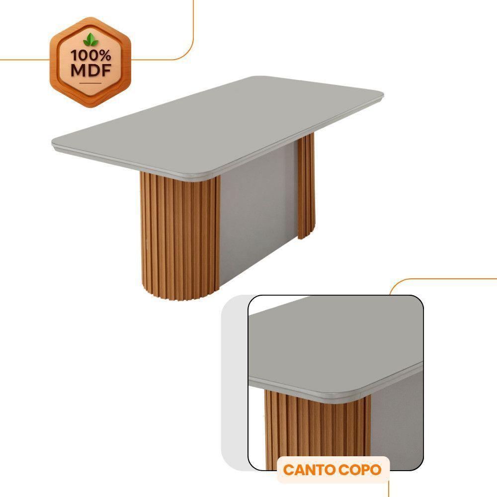 Mesa Jantar Aspen Tampo Mdf Vidro 6 Cadeiras Eloise Moderna Veludo Capuccino Off White Naturale - 5