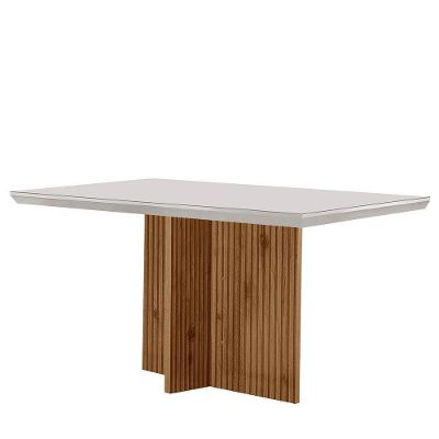 Mesa para Sala de Jantar Olimpia Retangular Vidro 120cm Off White Imbuia