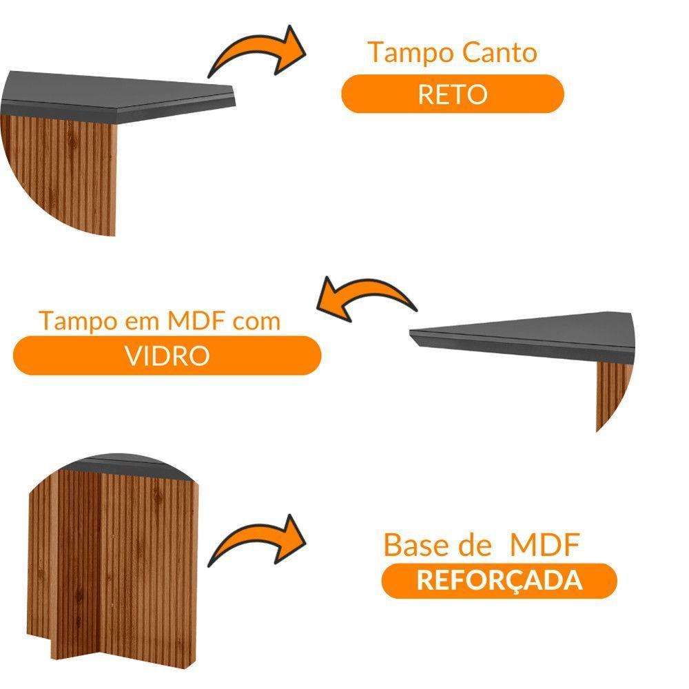 Mesa Para Sala De Jantar Olimpia 120cm Em Mdf E Vidro Grafite Imbuia Ripado Grafite - 4