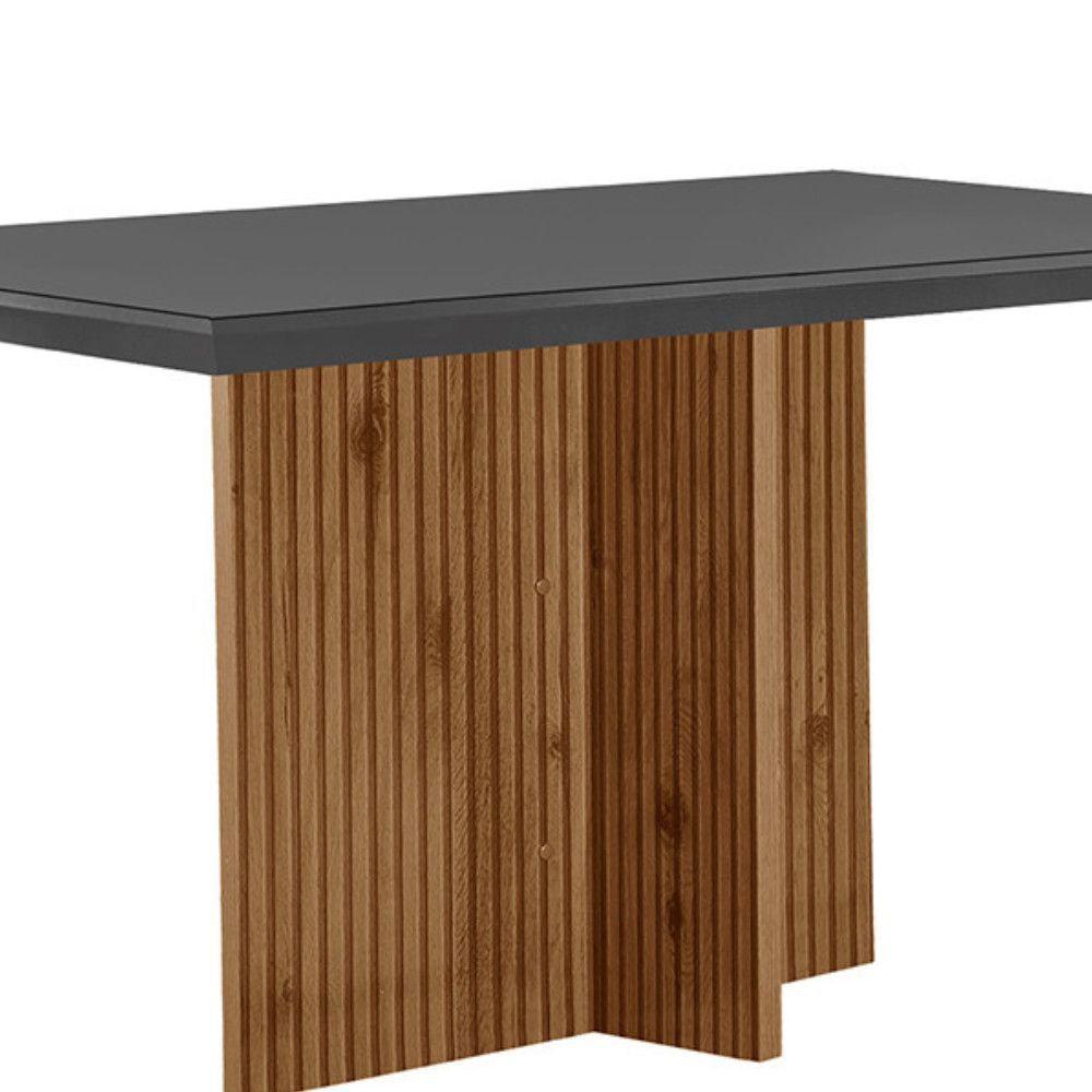 Mesa Para Sala De Jantar Olimpia 120cm Em Mdf E Vidro Grafite Imbuia Ripado Grafite - 7