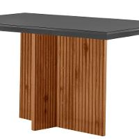Mesa Para Sala De Jantar Olimpia 120cm Em Mdf E Vidro Grafite Imbuia Ripado Grafite - 2