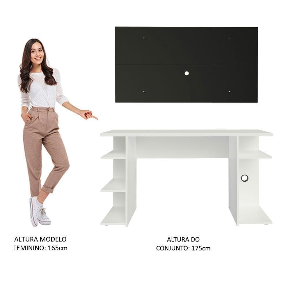 Mesa Para Computador Gamer e Painel Para Tv Até 50 - Branco - 7