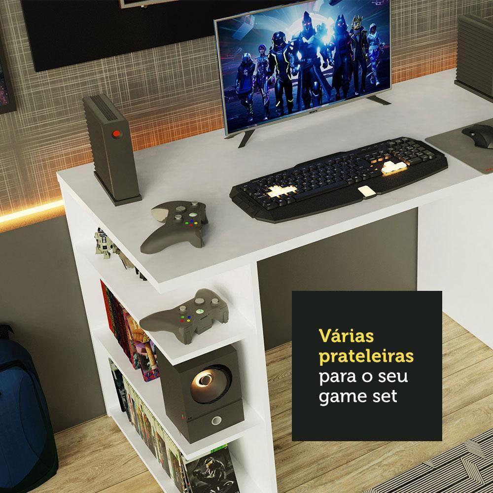 Mesa Para Computador Gamer e Painel Para Tv Até 50 - Branco - 10