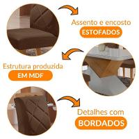 Mesa Sala De Jantar Aster 180cm E 6 Cadeiras Melissa Moderna Veludo Marrom/off White/imbuia - 6