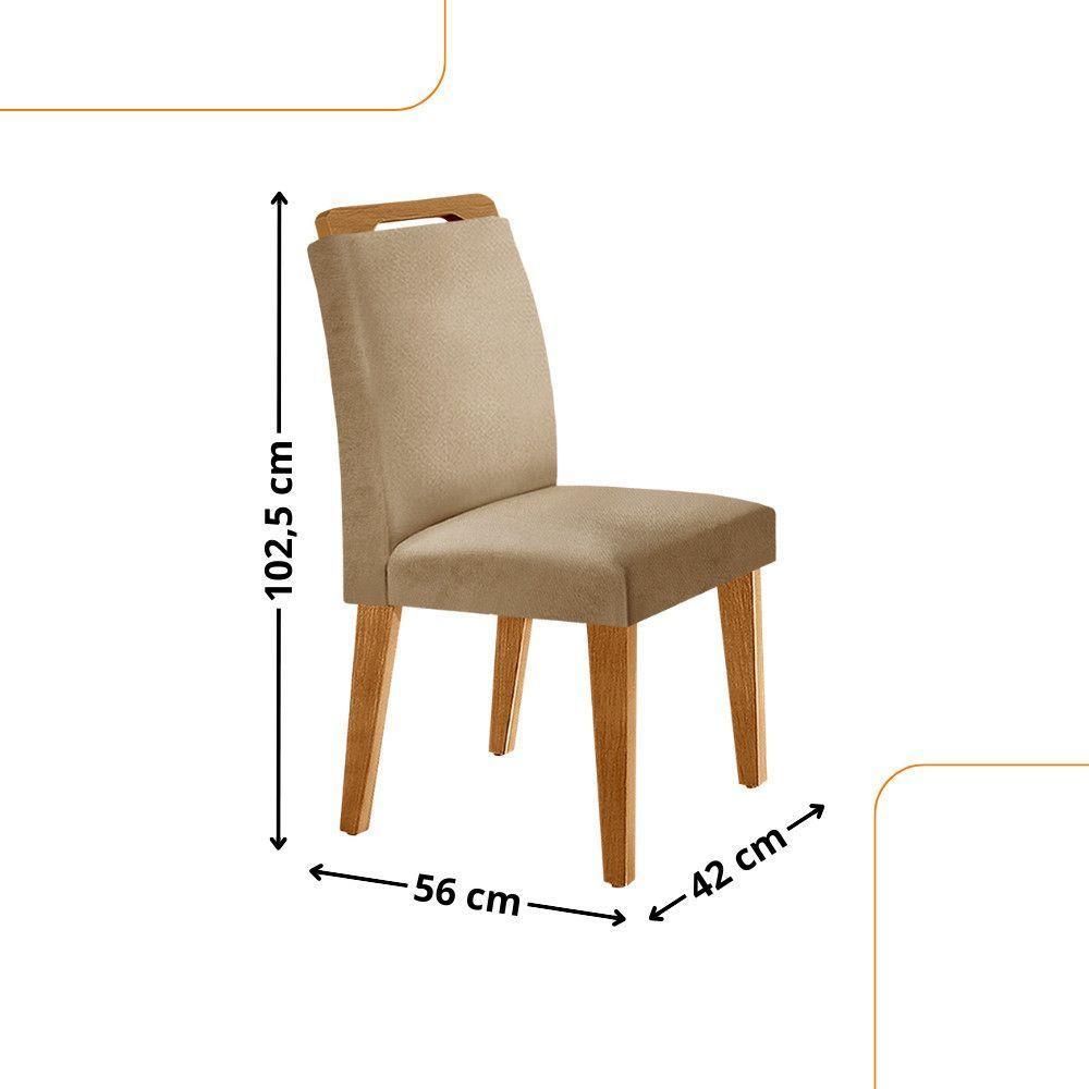 Conjunto Mesa Liz 120cm Com Vidro Cp 4 Cadeiras Athenas Moderna Turim Off White Imbuia - 4