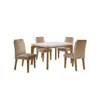Conjunto Mesa Liz 120cm Com Vidro Cp 4 Cadeiras Athenas Moderna Turim Off White Imbuia - 2