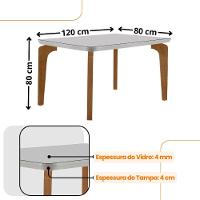 Conjunto Mesa Liz 120cm Com Vidro Cp 4 Cadeiras Athenas Moderna Turim Off White Imbuia - 3