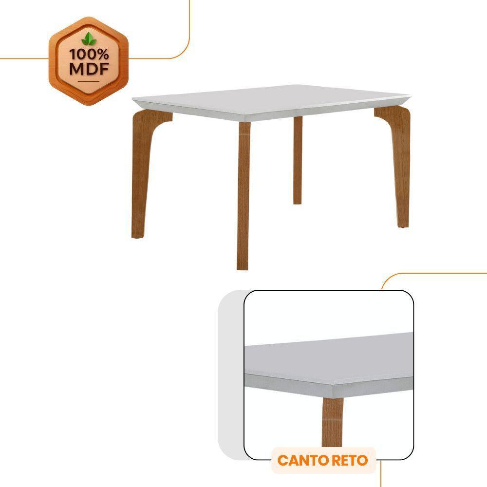 Conjunto Mesa Liz 120cm Com 4 Cadeiras Athenas Moderna Veludo Creme Off White Imbuia - 6