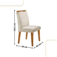 Conjunto Mesa Liz 120cm Com 4 Cadeiras Athenas Moderna Veludo Creme Off White Imbuia - 3