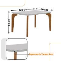 Conjunto Mesa Liz 120cm Com 4 Cadeiras Athenas Moderna Veludo Creme Off White Imbuia